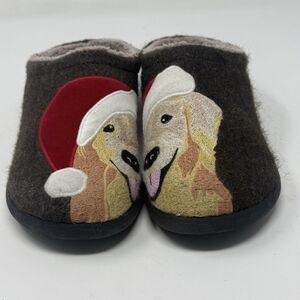 LL Bean Daybreak Scuffs Golden Retriever Slippers Womens 8 Brown Fleece Lined